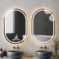 Embellir 2 LED Wall Mirror With Light 50X75CM Bathroom Decor Oval Mirrors Vanity