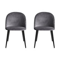 Artiss Dining Chairs Set of 4 Velvet Solid Curved Dark Grey