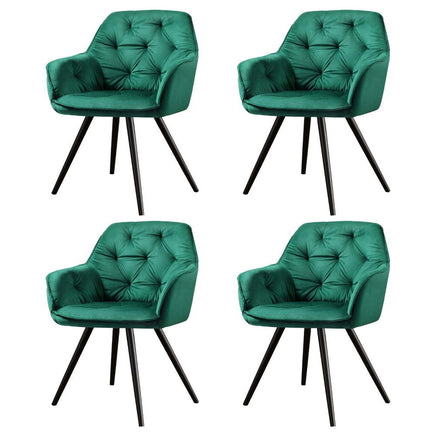 Artiss Dining Chairs Set of 4 Velvet Diamond Tufted Armchair Green