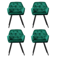 Artiss Dining Chairs Set of 4 Velvet Diamond Tufted Armchair Green