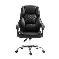 Executive Office Chair Leather Recliner Black