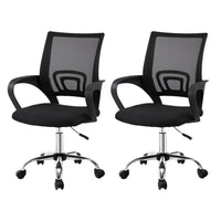 Artiss 2x Mesh Office Chair Mid Back Black