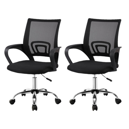 Artiss 2x Mesh Office Chair Mid Back Black