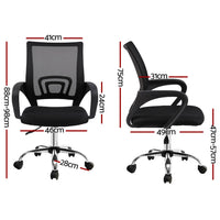 Artiss 2x Mesh Office Chair Mid Back Black
