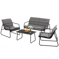 Gardeon 4PCS Outdoor Sofa Set Table and Chairs Cushion textilene Patio Furniture
