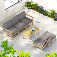 Gardeon 5-Seater Outdoor Sofa Set Wooden Lounge Setting 6PCS