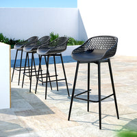 4x Outdoor Bar Stools Plastic Black