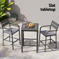 Gardeon 3Pcs Outdoor Bar Set Stools Dining Chairs Table Patio Aluminium Bistro Set Black