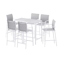 Gardeon 7PCS Outdoor Bar Set Stools Dining Chairs Table Patio Steel Bistro Set White