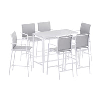 Gardeon 7PCS Outdoor Bar Set Stools Dining Chairs Table Patio Steel Bistro Set White