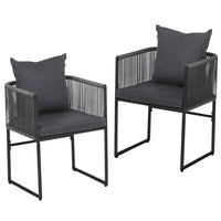 Gardeon 2PC Outdoor Dining Chairs Woven Rope Chair Patio Furniture Garden Steel