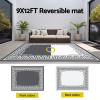 Gardeon Outdoor Rugs 274x366cm Large Carpet Reversible Area Mat PP Dual-Sided Patio Rug Greek Key