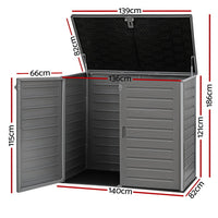 Gardeon Outdoor Storage Box 1170L Container Lockable Cabinet Tool Organizer Shed Grey