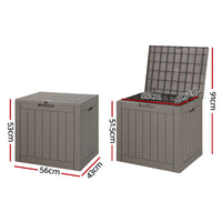 Outdoor Storage Box 118L Container Lockable Garden Toy Tool Shed Grey