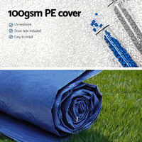 Aqua Buddy Pool Cover Fit 3.66m Round Above-ground Swimming Pool Blanket Blue