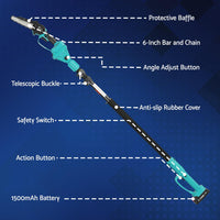 Giantz Telescopic Pole Chainsaw 6 Inch Cordless Tree Trimmer Kit 20V Battery