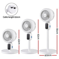 Devanti Pedestal Fan W/ Remote 3 Speed 12H Timer Height Adjustable Cooling Fan