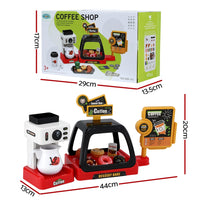 Keezi Kids Pretend Role Play Toy Coffee Shop with Coffee Maker Machine Play Money Food Tea Party Set