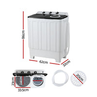 Devanti Portable Washing Machine Twin Tub 7KG White