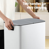 Cefito Pedal Bins Rubbish Bin Dual Compartment Waste Recycle Dustbins 40L White
