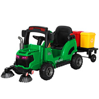 Kids Electric Ride On Car Street Sweeper Truck Toy Cars Remote 12V Green