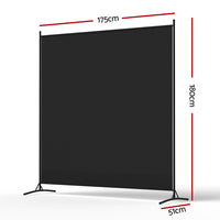 Artiss Room Divider Screen 175x180cm Fabric Black