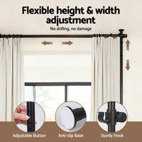 Artiss Room Divider Curtain Rod Extendable Black