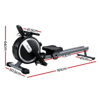 Everfit 16 Level Magnetic Rowing Machine for Home with App Connect Black