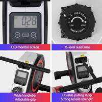 Rowing Machine 16 Levels Foldable Magnetic Rower Gym Cardio Workout