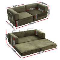 Artiss Convertible Folding Sofa Bed Green