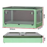 Storage Box Container Foldable Stackable 5 Sides Open Transparent 82L