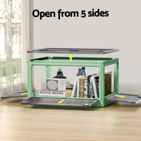 Storage Box Container Foldable Stackable 5 Sides Open Transparent 82L