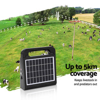 Giantz 5km Electric Fence Energiser Solar Energizer Charger Farm Animal 0.15J