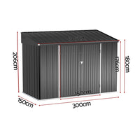 Giantz Garden Shed Galvanised Steel 3.05x1.5M Outdoor Storage Shed Workshop House Shelter
