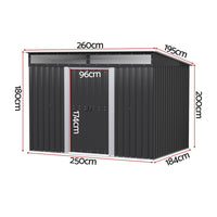 Giantz Garden Shed Outdoor Storage 2.60x1.95M Tool Sheds Workshop House Shelter