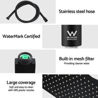 10'' Rain Shower Head Set Handheld Square High Pressure Black