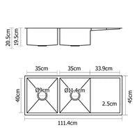 Cefito Kitchen Sink 111X45CM Stainless Steel Basin Double Bowl Silver