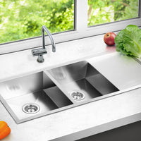 Cefito Kitchen Sink 111X45CM Stainless Steel Basin Double Bowl Silver