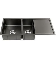 Cefito Kitchen Sink 100X45CM Stainless Steel Basin Double Bowl Nano Black