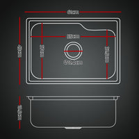 Cefito Kitchen Sink 61X43CM Stainless Steel Basin Single Bowl Silver Drain Basket