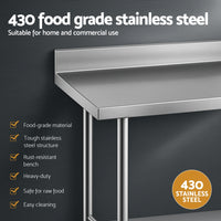 Cefito Stainless Steel  Kitchen  Bench w/ Splashback 1500x600MM 430