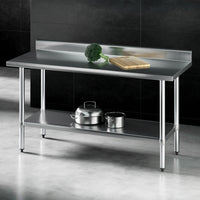 Cefito Stainless Steel  Kitchen  Bench w/ Splashback 1500x600MM 430