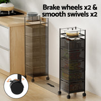 Artiss Storage Trolley Kitchen Cart 5 Tiers Storage Rack Black