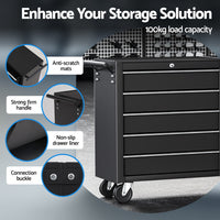 Giantz Tool Chest Trolley 10 Drawers Toolbox Storage Black