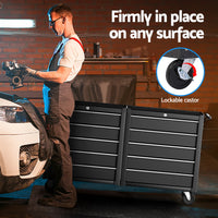 Giantz Tool Chest Trolley 10 Drawers Toolbox Storage Black