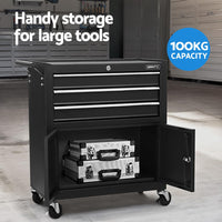 Giantz 13 Drawer Tool Box Cabinet Chest Toolbox Storage Garage Organiser Black