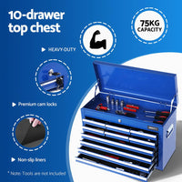 Giantz 15 Drawers Tool Chest Trolley Toolbox 2-in-1 Storage Blue