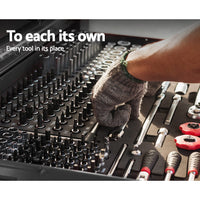 9 Drawer Tool Box Cabinet Chest Toolbox Storage Garage Organiser Black