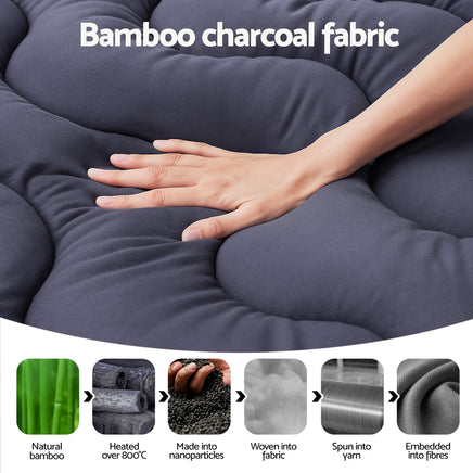 Giselle 5cm Mattress Topper Pillowtop toppers Bamboo Charcoal Single