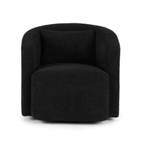 Artiss Round Swivel Armchair Sherpa Fleece Black